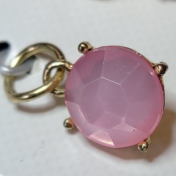 Laura Janelle Encharming Necklace 6 Charms Pink Gold Silver Rhinestone Flower - Picture 3 of 8